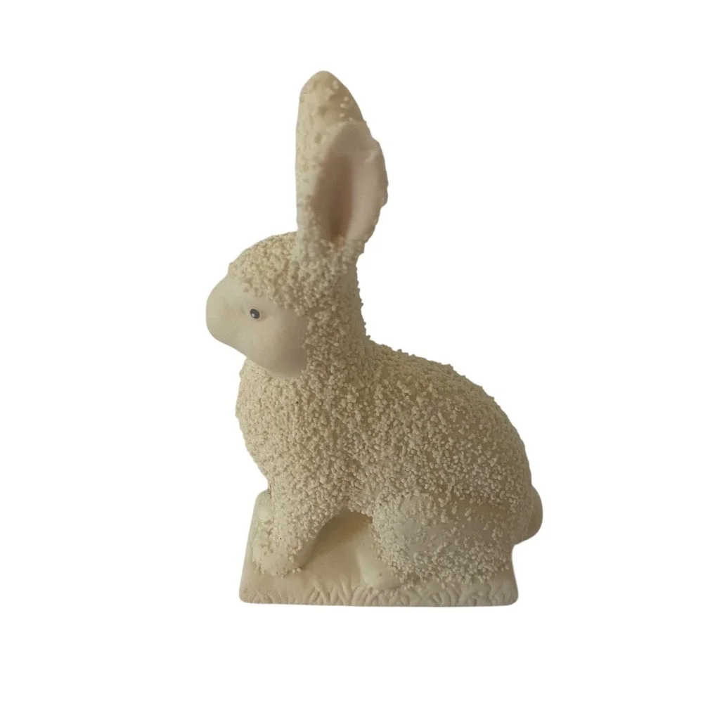 Vtg Dept 56 Textured Bunny Rabbit‎ Bisque Figurine White 1990 Easter Spring 4